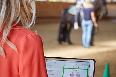 Therapeutin erhebt Daten bei Reittherapie